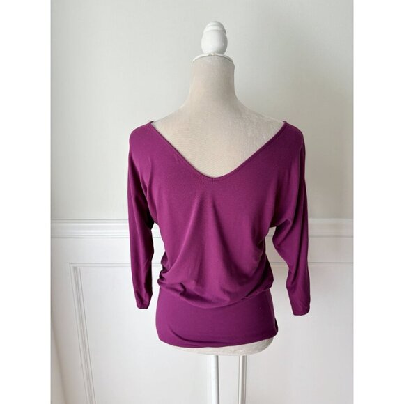 White House Black Market Fuchsia Stretch Jersey Dolman Top S - Picture 3 of 5